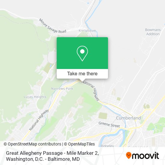 Great Allegheny Passage - Mile Marker 2 map