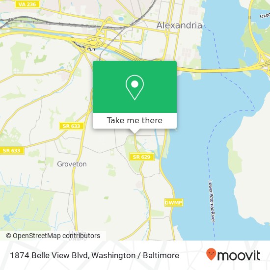 Mapa de 1874 Belle View Blvd, Alexandria, VA 22307