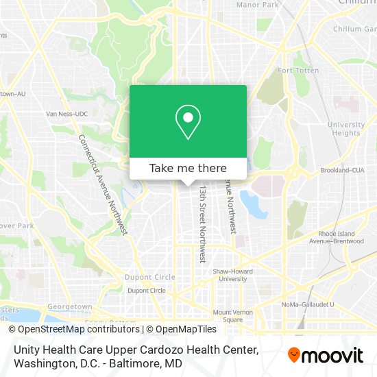 Unity Health Care Upper Cardozo Health Center map