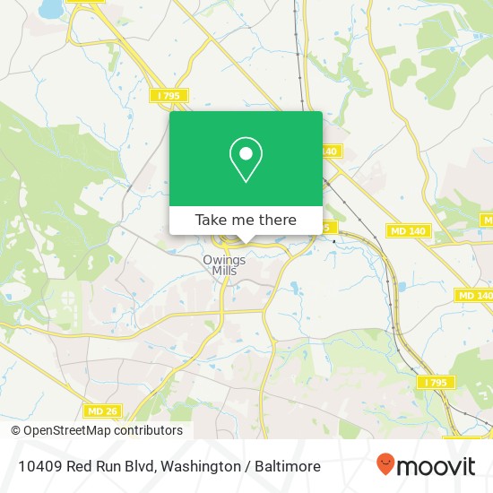 Mapa de 10409 Red Run Blvd, Owings Mills, MD 21117