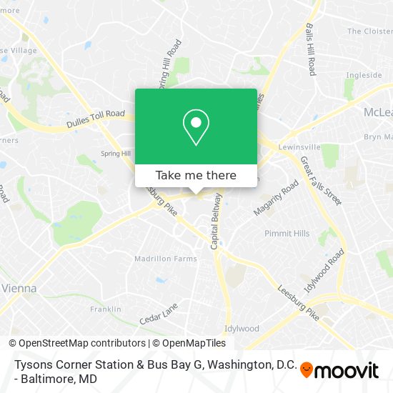 Mapa de Tysons Corner Station & Bus Bay G