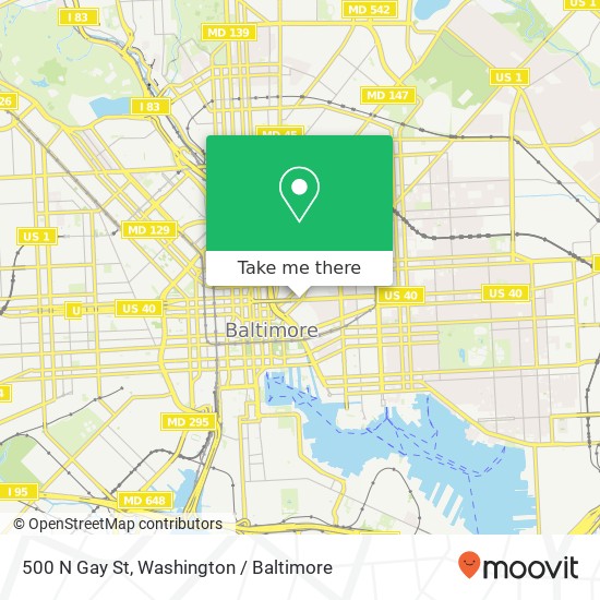 Mapa de 500 N Gay St, Baltimore, MD 21202