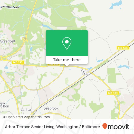 Mapa de Arbor Terrace Senior Living, 9885 Greenbelt Rd