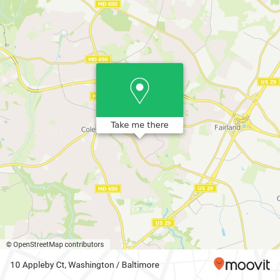 Mapa de 10 Appleby Ct, Silver Spring, MD 20904