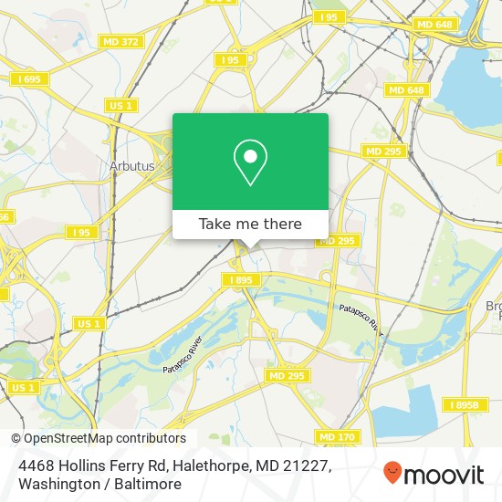 Mapa de 4468 Hollins Ferry Rd, Halethorpe, MD 21227