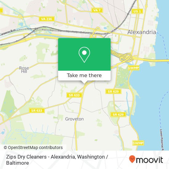 Mapa de Zips Dry Cleaners - Alexandria, 6216 N Kings Hwy