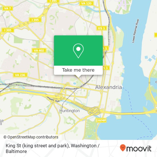 Mapa de King St (king street and park), Alexandria, VA 22301