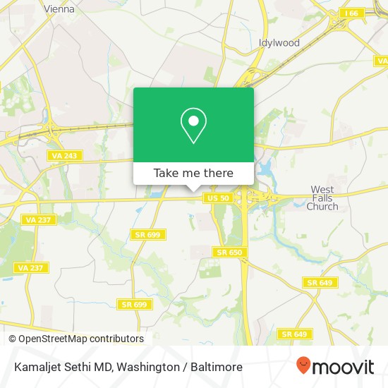Mapa de Kamaljet Sethi MD, 8316 Arlington Blvd