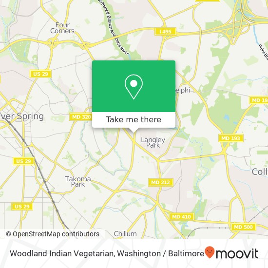 Mapa de Woodland Indian Vegetarian, 8046 New Hampshire Ave