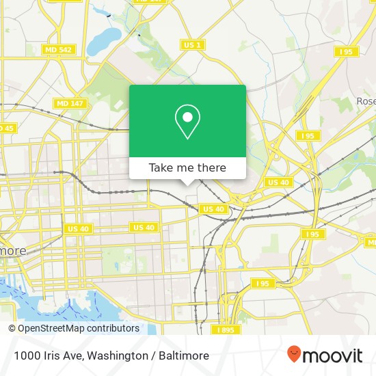 Mapa de 1000 Iris Ave, Baltimore, MD 21205