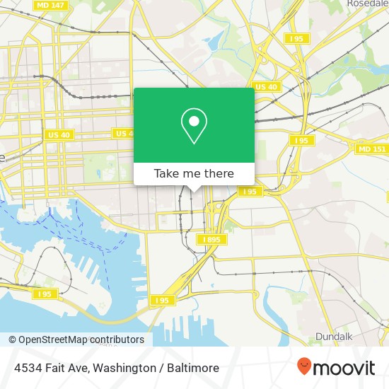 Mapa de 4534 Fait Ave, Baltimore, MD 21224