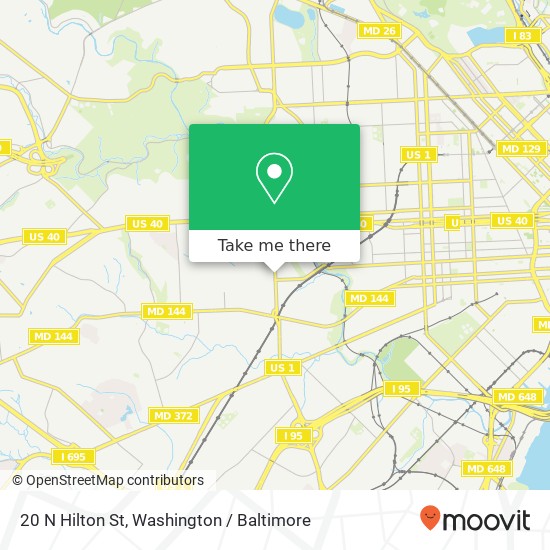 Mapa de 20 N Hilton St, Baltimore, MD 21229