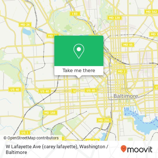 W Lafayette Ave (carey lafayette), Baltimore, MD 21217 map