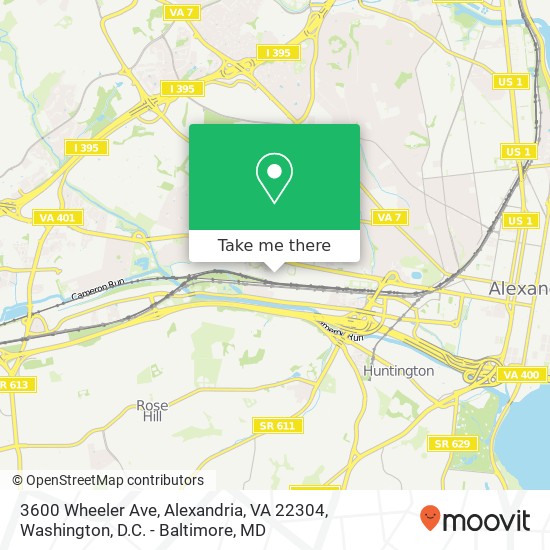 Mapa de 3600 Wheeler Ave, Alexandria, VA 22304