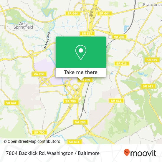 Mapa de 7804 Backlick Rd, VA 22150