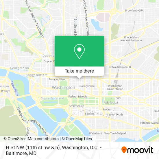 H St NW (11th st nw & h) map