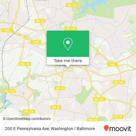 Mapa de 200 E Pennsylvania Ave, Towson, MD 21286