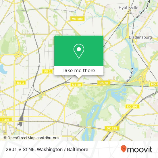 Mapa de 2801 V St NE, Washington, DC 20018
