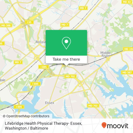 Lifebridge Health Physical Therapy- Essex, 621 Stemmers Run Rd map