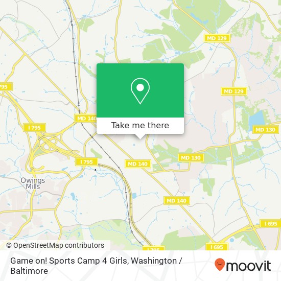 Mapa de Game on! Sports Camp 4 Girls, 300 Garrison Forest Rd