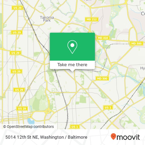 Mapa de 5014 12th St NE, Washington, DC 20017