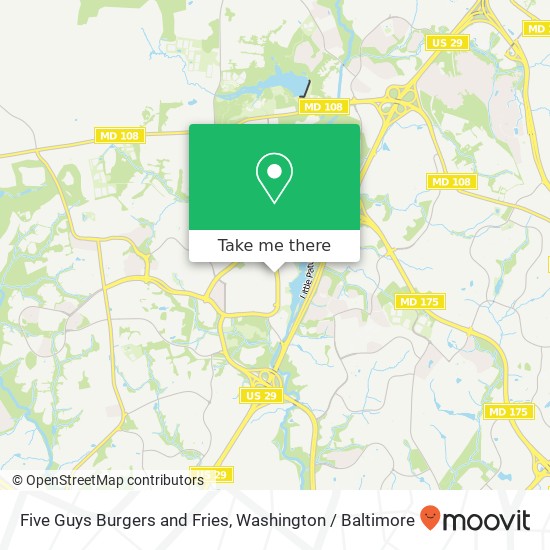 Mapa de Five Guys Burgers and Fries, 10300 Little Patuxent Pkwy
