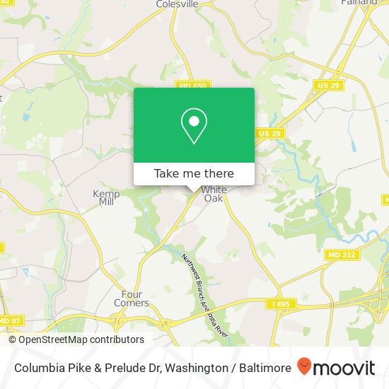 Columbia Pike & Prelude Dr map