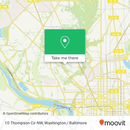 Mapa de 10 Thompson Cir NW, Washington, DC 20008