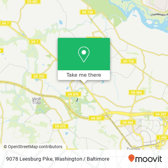 Mapa de 9078 Leesburg Pike, Vienna (TYSONS CORNER), VA 22182