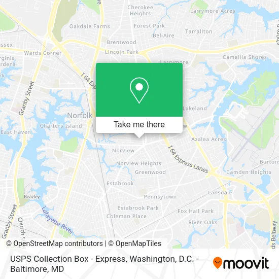 Mapa de USPS Collection Box - Express