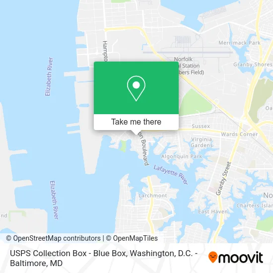 Mapa de USPS Collection Box - Blue Box