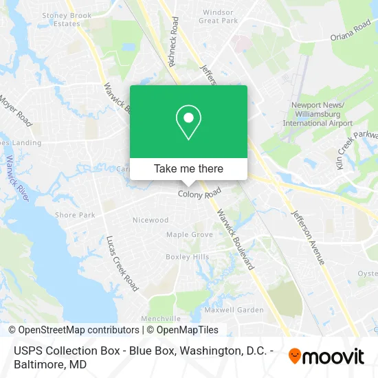 Mapa de USPS Collection Box - Blue Box