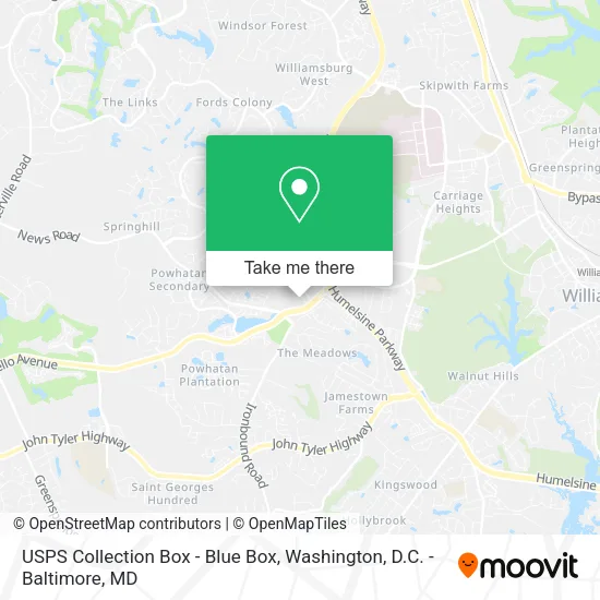 Mapa de USPS Collection Box - Blue Box