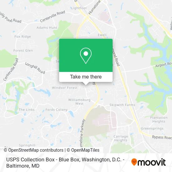 Mapa de USPS Collection Box - Blue Box