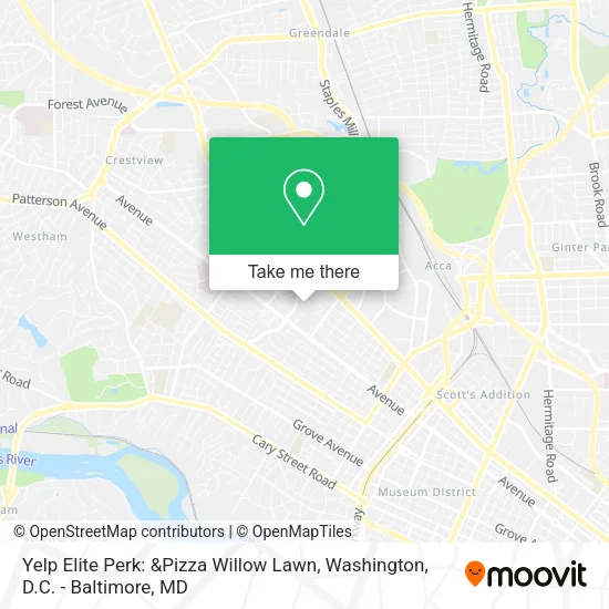 Mapa de Yelp Elite Perk: &Pizza Willow Lawn