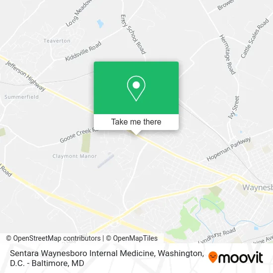 Sentara Waynesboro Internal Medicine map