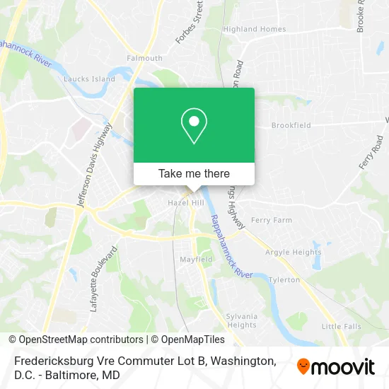 Mapa de Fredericksburg Vre Commuter Lot B