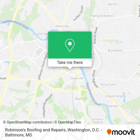 Robinson's Roofing and Repairs map