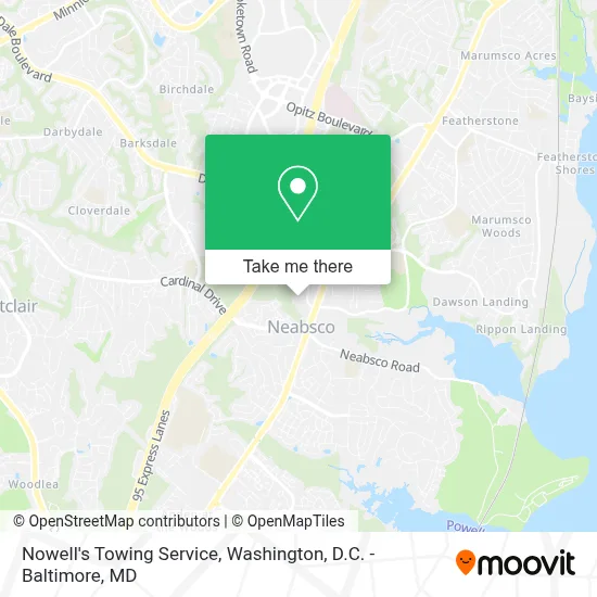 Nowell's Towing Service map