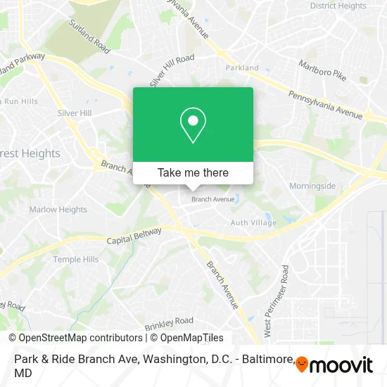 Park & Ride Branch Ave map