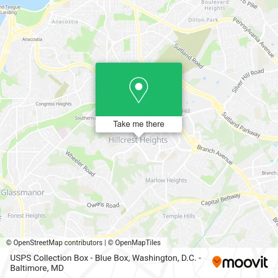 Mapa de USPS Collection Box - Blue Box