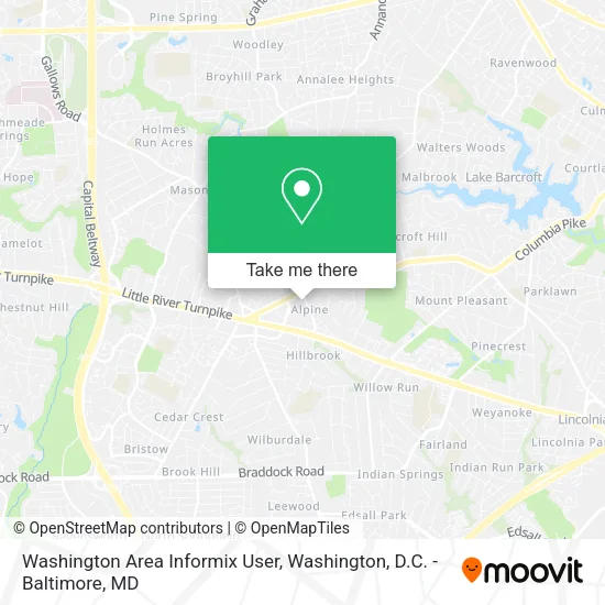 Mapa de Washington Area Informix User