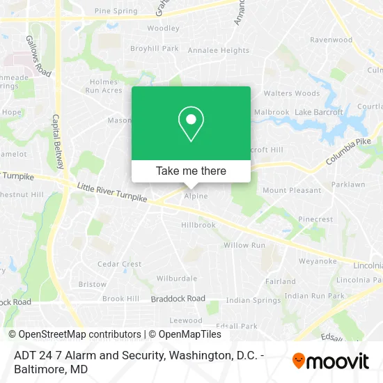 Mapa de ADT 24 7 Alarm and Security
