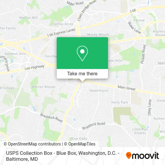 Mapa de USPS Collection Box - Blue Box