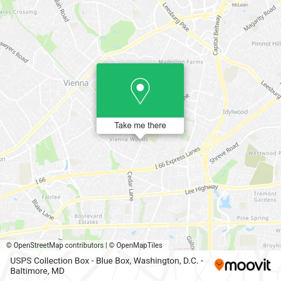 Mapa de USPS Collection Box - Blue Box