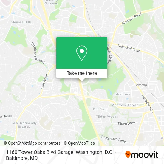Mapa de 1160 Tower Oaks Blvd Garage