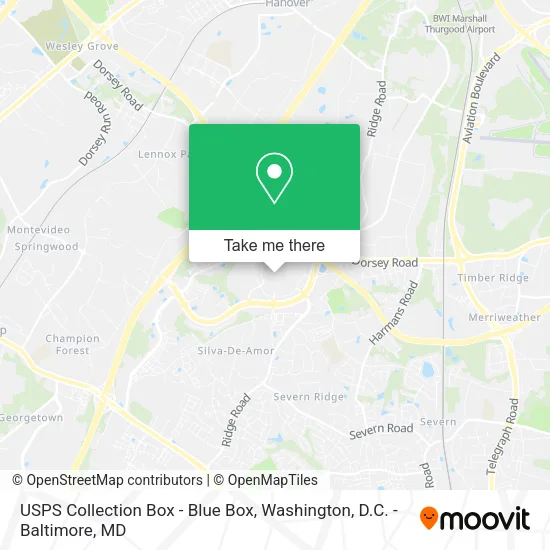 Mapa de USPS Collection Box - Blue Box