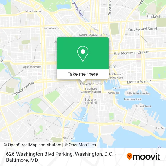 Mapa de 626 Washington Blvd Parking