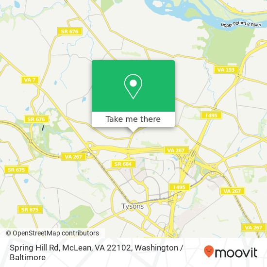 Mapa de Spring Hill Rd, McLean, VA 22102