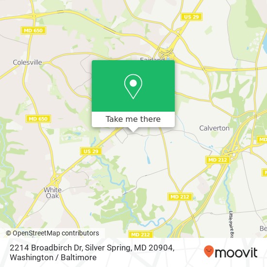 Mapa de 2214 Broadbirch Dr, Silver Spring, MD 20904